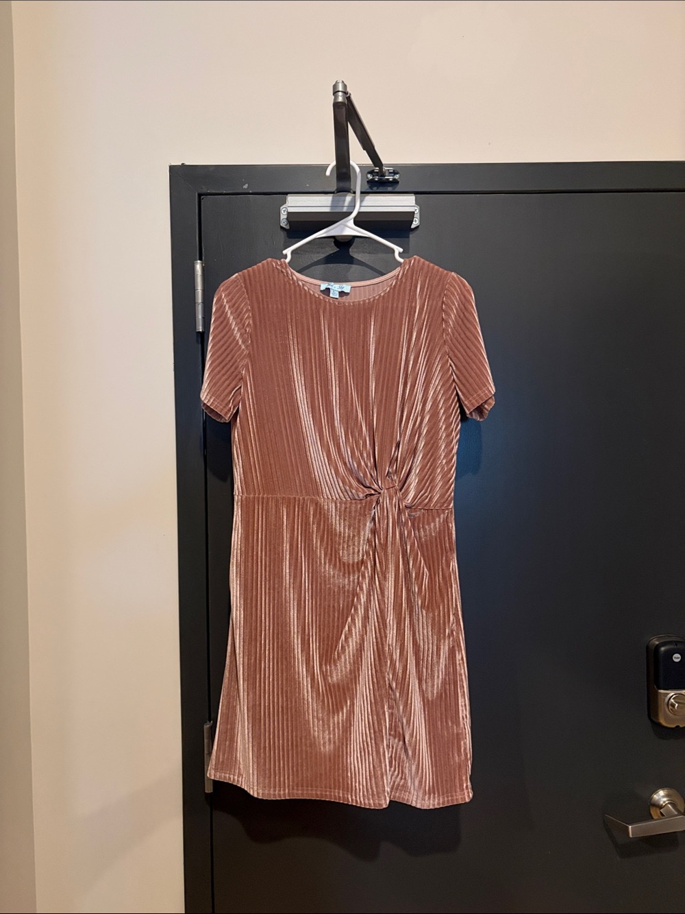 She + Sky Velvet Twist-Front Dress in Rose